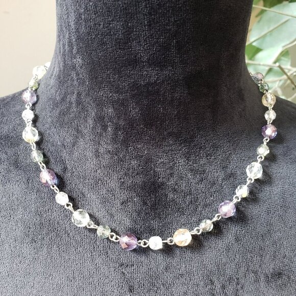 Womens Fashion Multicolor Crystal Faceted Beaded Necklace with Lobster Clasp - Picture 1 of 6